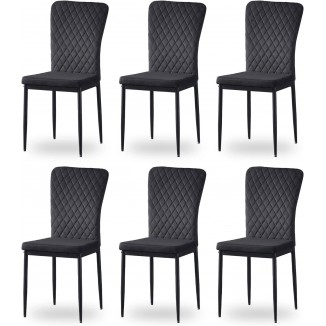 Set of 6 Velvet Dining Chairs with Velvet Cover