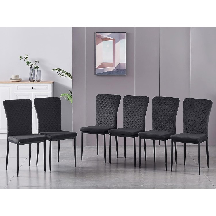 Set of 6 Velvet Dining Chairs with Velvet Cover