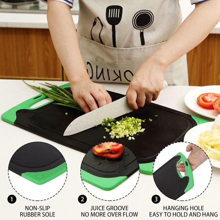 Chopping Board Set Of 3  Plastic Chopping Board With Juice Grooves