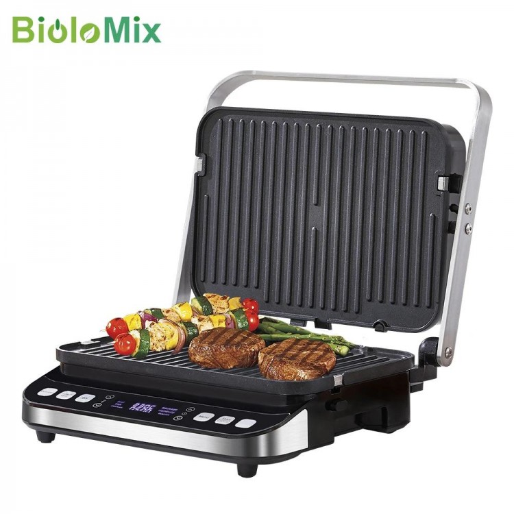 Biolomix 2000W Electric Contact Grill, Digital Iron and Panini Press,