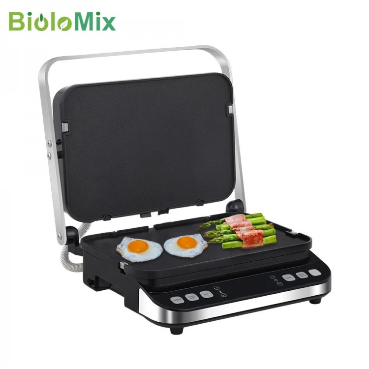 Biolomix 2000W Electric Contact Grill, Digital Iron and Panini Press,