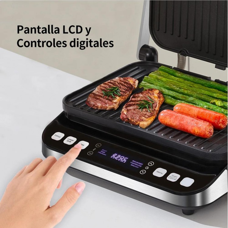 Biolomix 2000W Electric Contact Grill, Digital Iron and Panini Press,