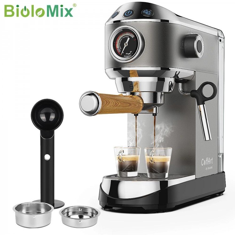 BioloMix 20 Bar Semi Automatic Powder Coffee Machine,with Milk Steam F