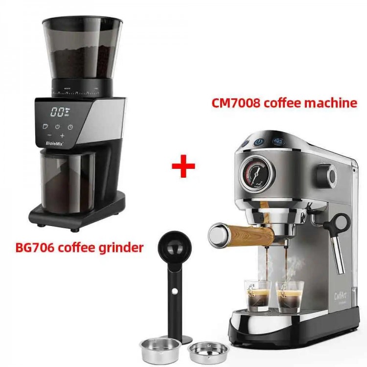 BioloMix 20 Bar Semi Automatic Powder Coffee Machine,with Milk Steam F