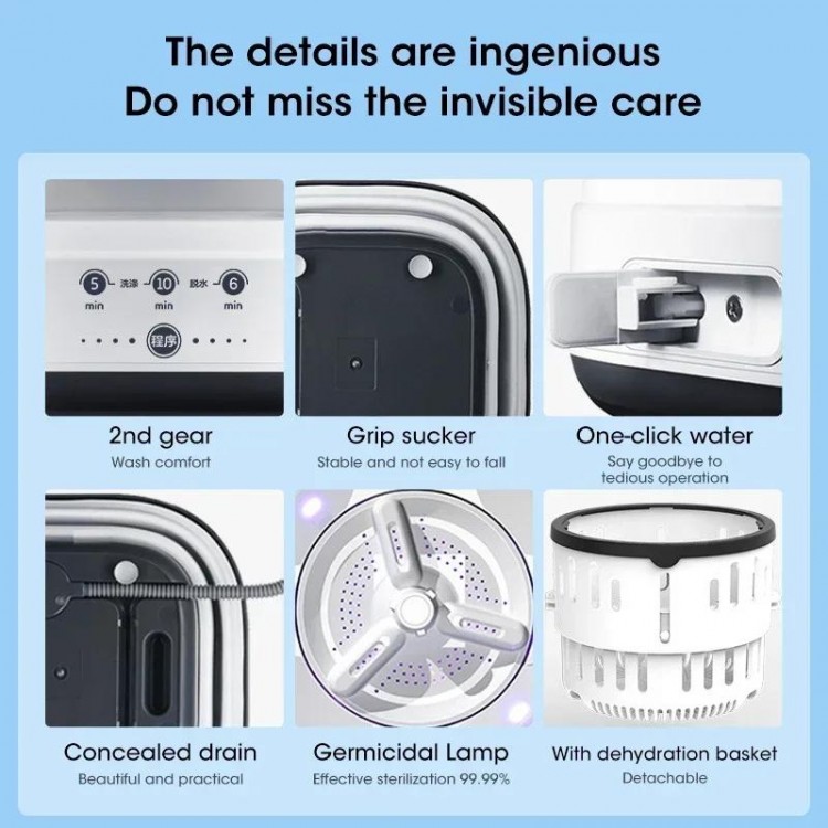 MOYU F2 Mini Portable Bucket Washer Foldable Washing Machine with Drai