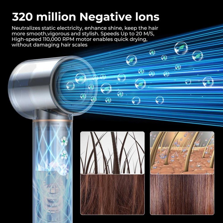 110000rpm Professinal Leafless Negative Ion 5 in 1 Hair Dryer High Spe