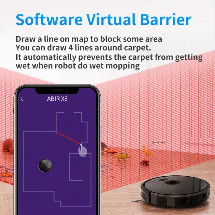 ABIR X6 Robot Vacuum Cleaner, Visual Navigation,APP Virtual Barrier,60
