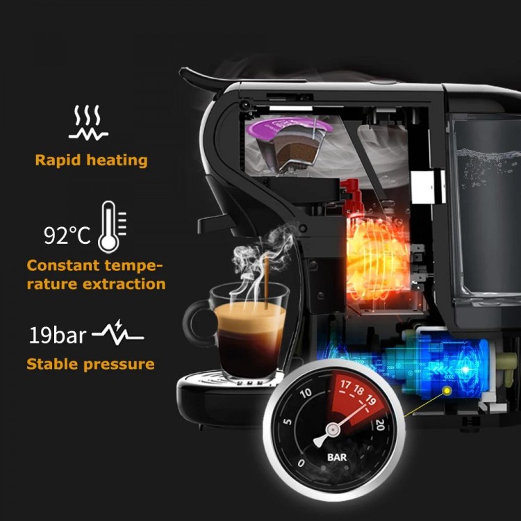 HiBREW 4 in 1 Multiple Capsule Coffee Maker Full Automatic With Hot &