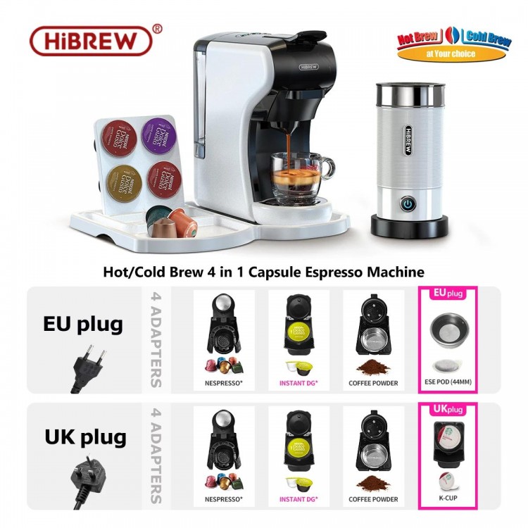 HiBREW 4 in 1 Multiple Capsule Coffee Maker Full Automatic With Hot &