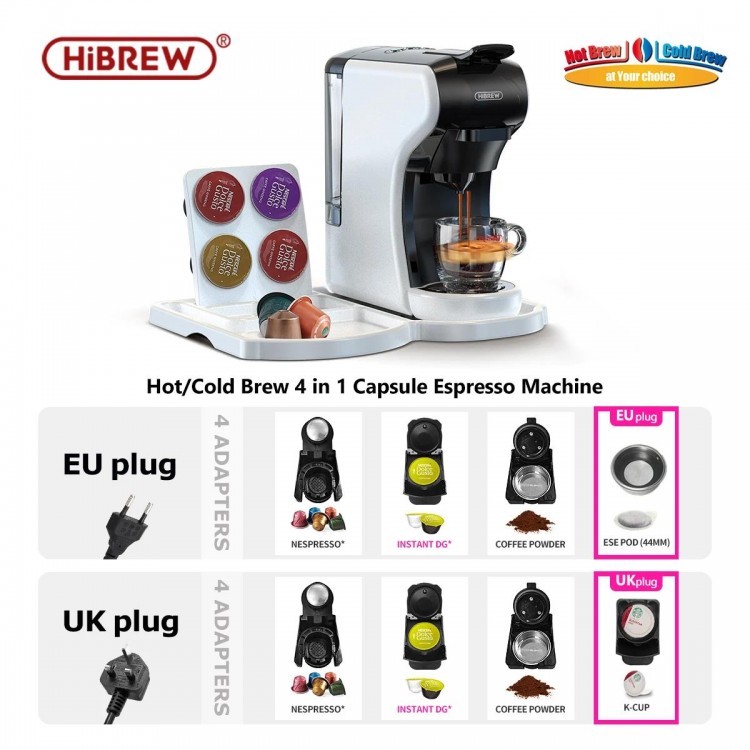 HiBREW 4 in 1 Multiple Capsule Coffee Maker Full Automatic With Hot &