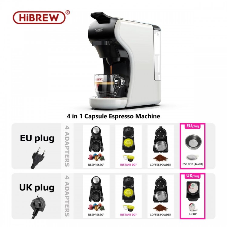 HiBREW 4 in 1 Multiple Capsule Coffee Maker Full Automatic With Hot &