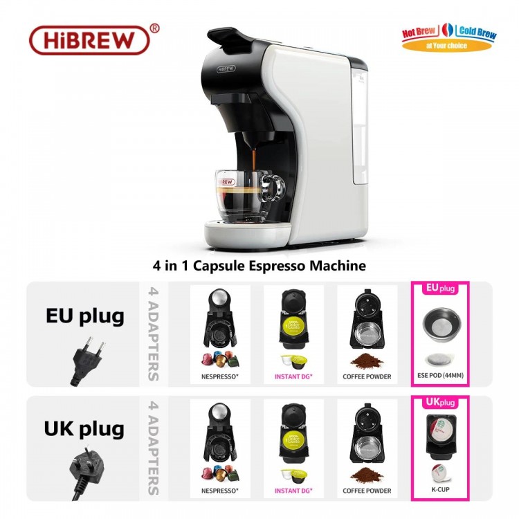 HiBREW 4 in 1 Multiple Capsule Coffee Maker Full Automatic With Hot &