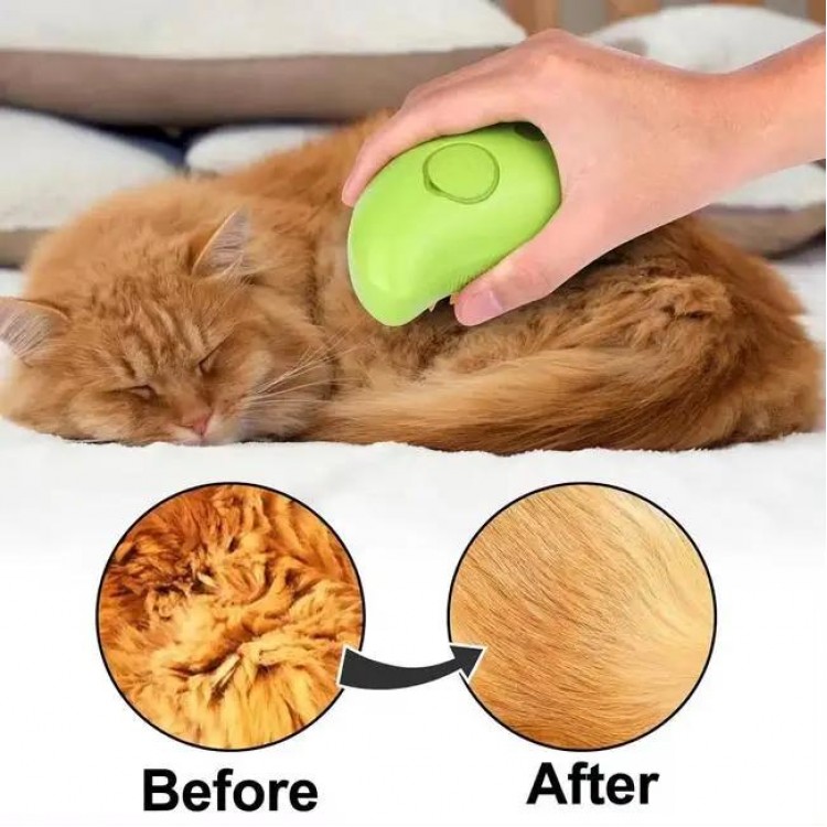 Pet Grooming Brush With Electric Spray Water Steamy Cat Brush Steamer