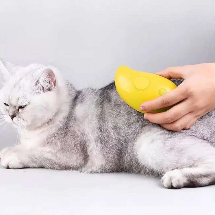 Pet Grooming Brush With Electric Spray Water Steamy Cat Brush Steamer
