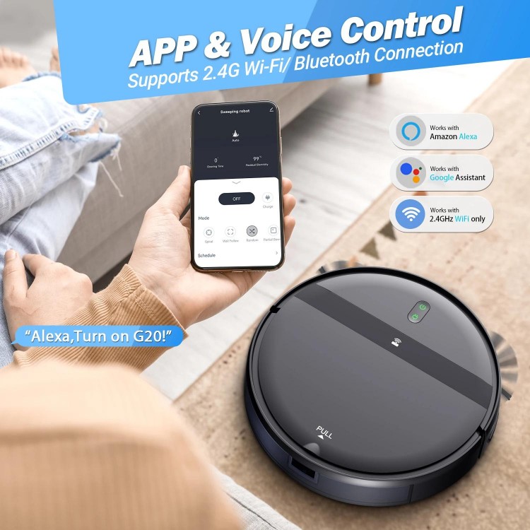 ZCWA G20Robot Vacuum Cleaner Auto Charging 6000Pa Power App Control Wa