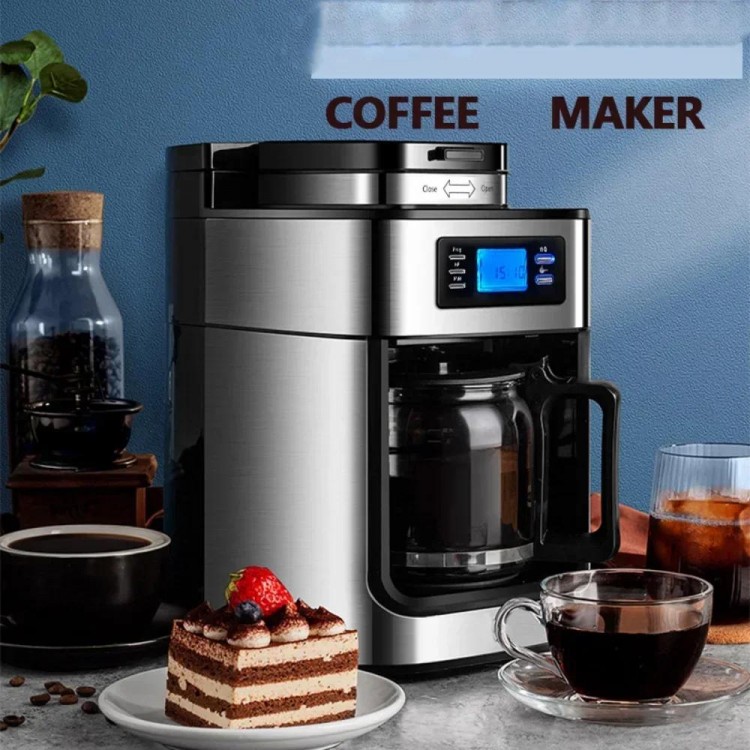 2 In1 Coffee Maker Kitchen Automatic Coffee Machines Drip LED-Display