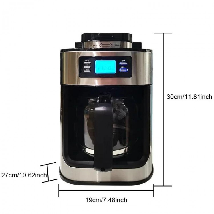 2 In1 Coffee Maker Kitchen Automatic Coffee Machines Drip LED-Display