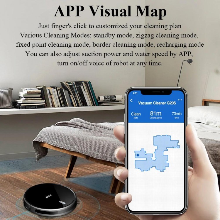 ABIR G20S Robot Vacuum Cleaner,Smart Mapping,6000Pa Suction,Remote Upg
