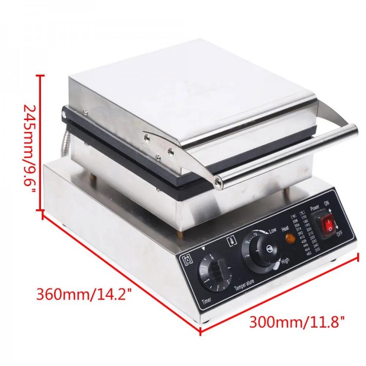 220V Commercial Waffle Maker 4Pcs Nonstick 1750W Electric Machine