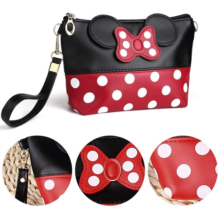 Mouse Ears Style Polka Dot Cosmetic Bag, Women's Cartoon Make-Up Bag