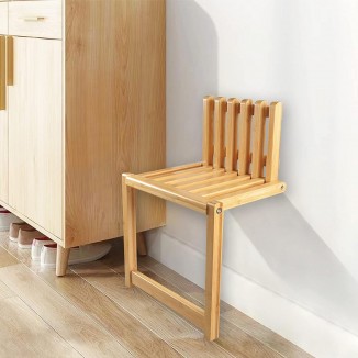 Wall Folding Chair Solid Bamboo Entrance Chair Shoes Chair Stool