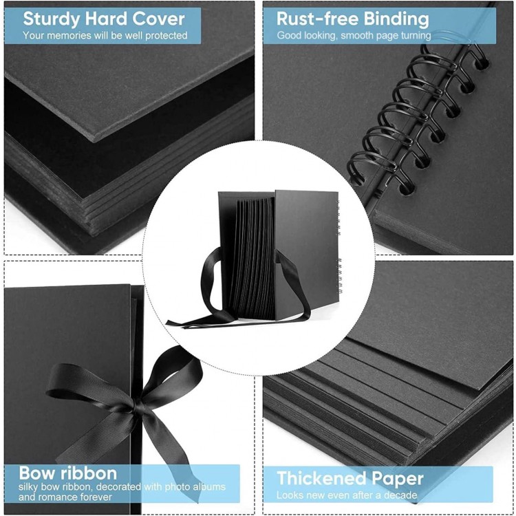 Photo Album for DIY projects, 80 Black Pages, Scrapbook