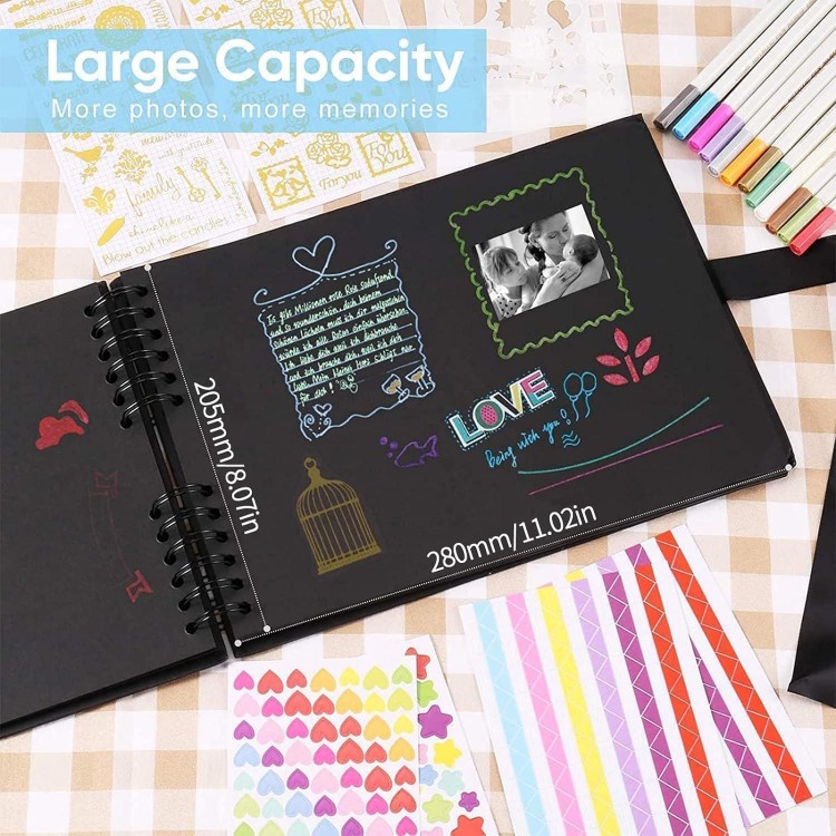 Photo Album for DIY projects, 80 Black Pages, Scrapbook