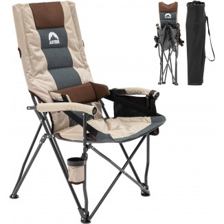 Casual Folding Chair with Adjustable Lumbar Support and High Back