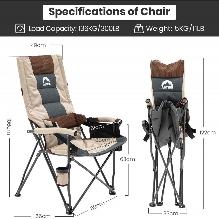 Casual Folding Chair with Adjustable Lumbar Support and High Back