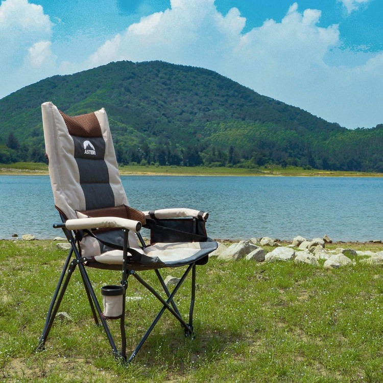 Casual Folding Chair with Adjustable Lumbar Support and High Back