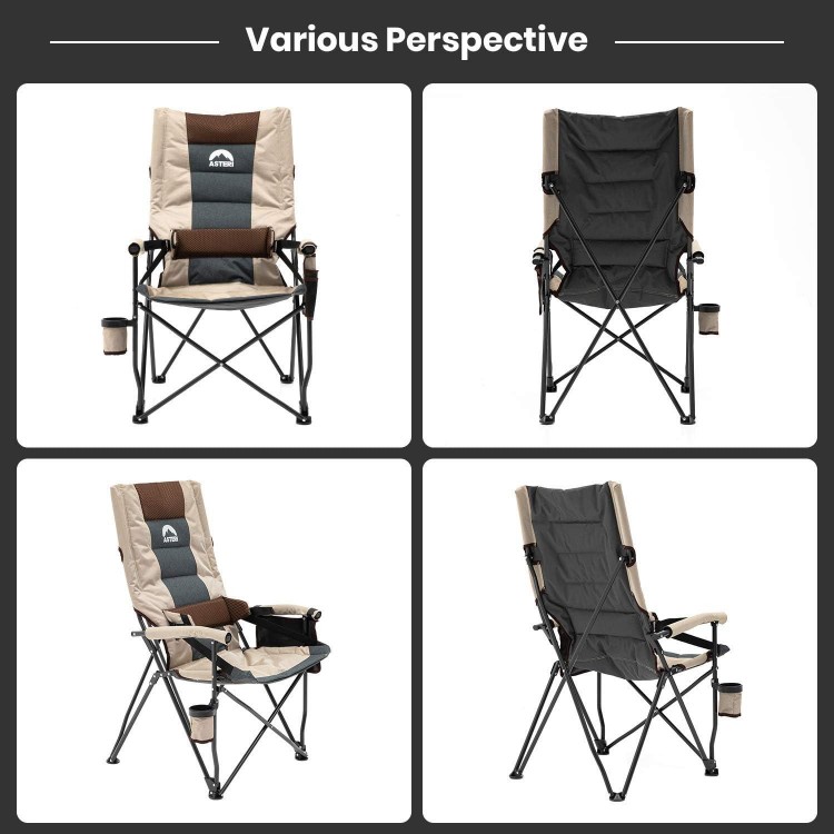 Casual Folding Chair with Adjustable Lumbar Support and High Back