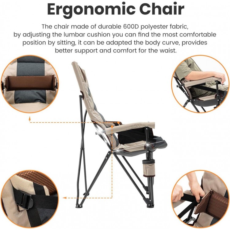 Casual Folding Chair with Adjustable Lumbar Support and High Back