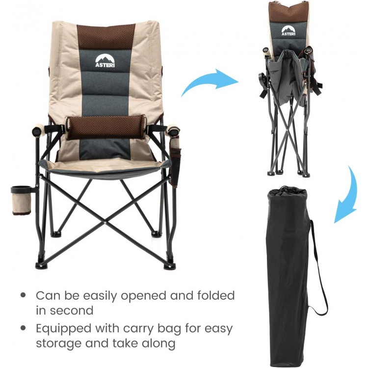 Casual Folding Chair with Adjustable Lumbar Support and High Back