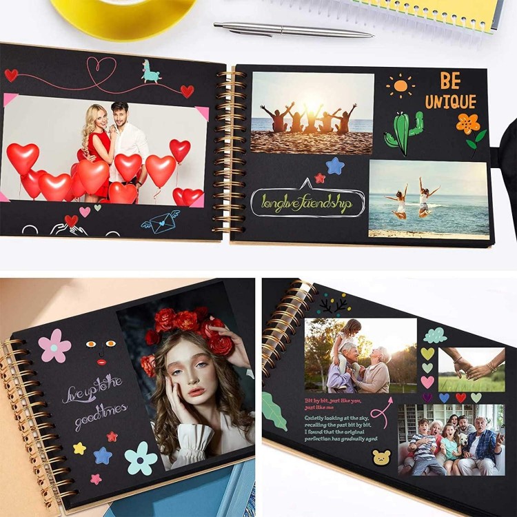 Photo Album with 30 Black Pages, 120 Photo Albums for