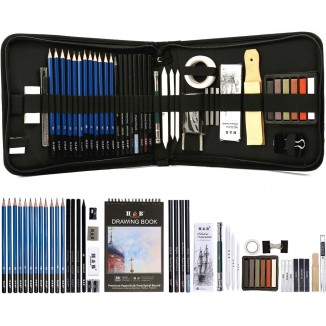 Drawing Pencil Set With Drawing Accessories And Zipper Carry Case