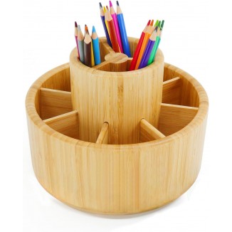 Bamboo Desk Organiser, Rotating Pen Holder, Organiser, Desk Storage