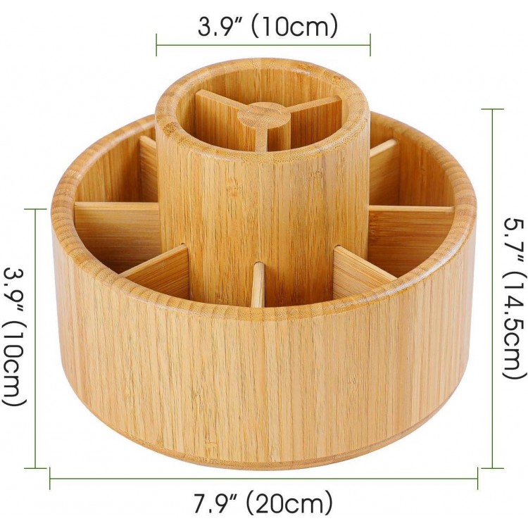 Bamboo Desk Organiser, Rotating Pen Holder, Organiser, Desk Storage