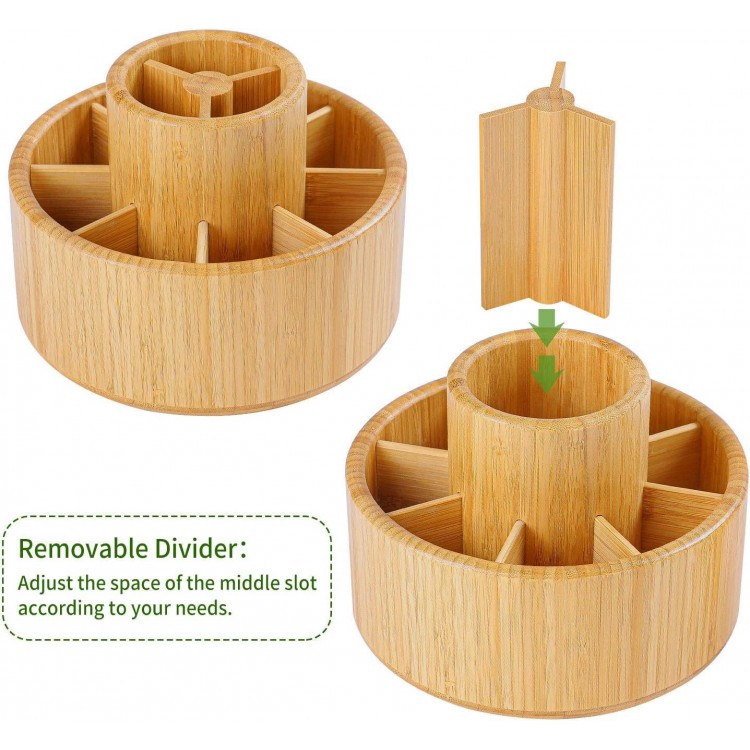 Bamboo Desk Organiser, Rotating Pen Holder, Organiser, Desk Storage