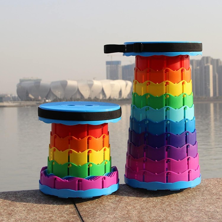 Foldable Stool, Height-Adjustable Telescopic Stool