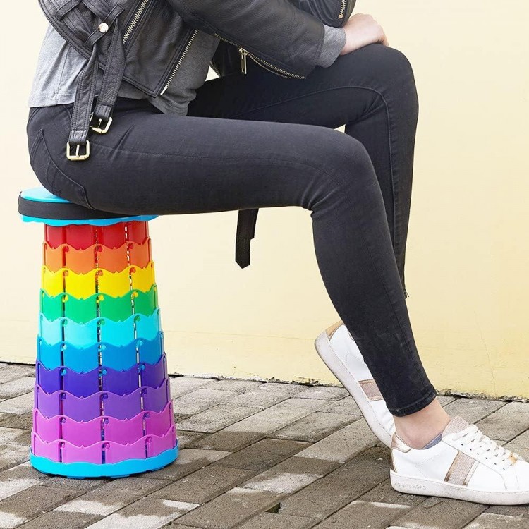 Foldable Stool, Height-Adjustable Telescopic Stool