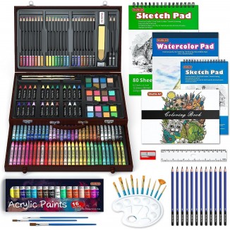 Painting Set, Deluxe Painting Case with Acrylic Paints, Colouring Pencil