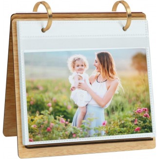 ZEEYUAN Desk Photo Album 10 x 15 cm Wooden Photo Frame for 60 Pictures