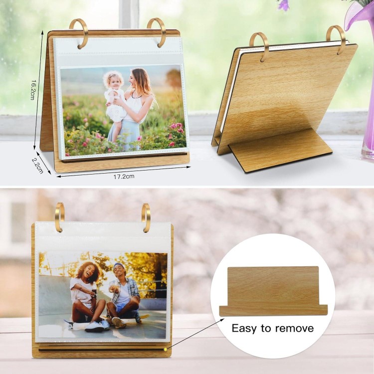 ZEEYUAN Desk Photo Album 10 x 15 cm Wooden Photo Frame for 60 Pictures
