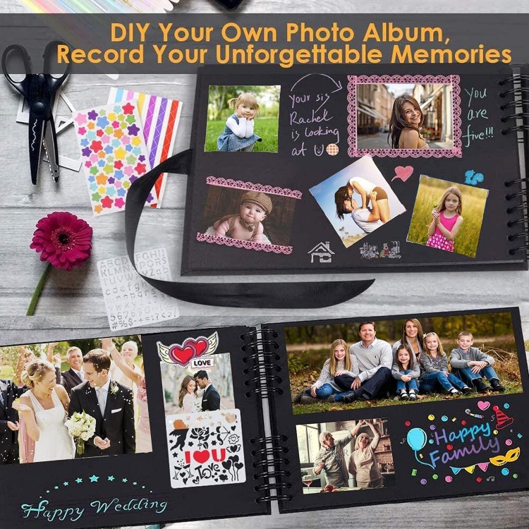 DIY Photo Album, DIY Photo Book, 80 Black Pages, Vintage Spiral