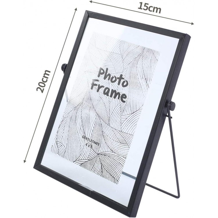 aleawol Glass Metal Picture Frame, Black, 15 x 20 cm, Picture Frame