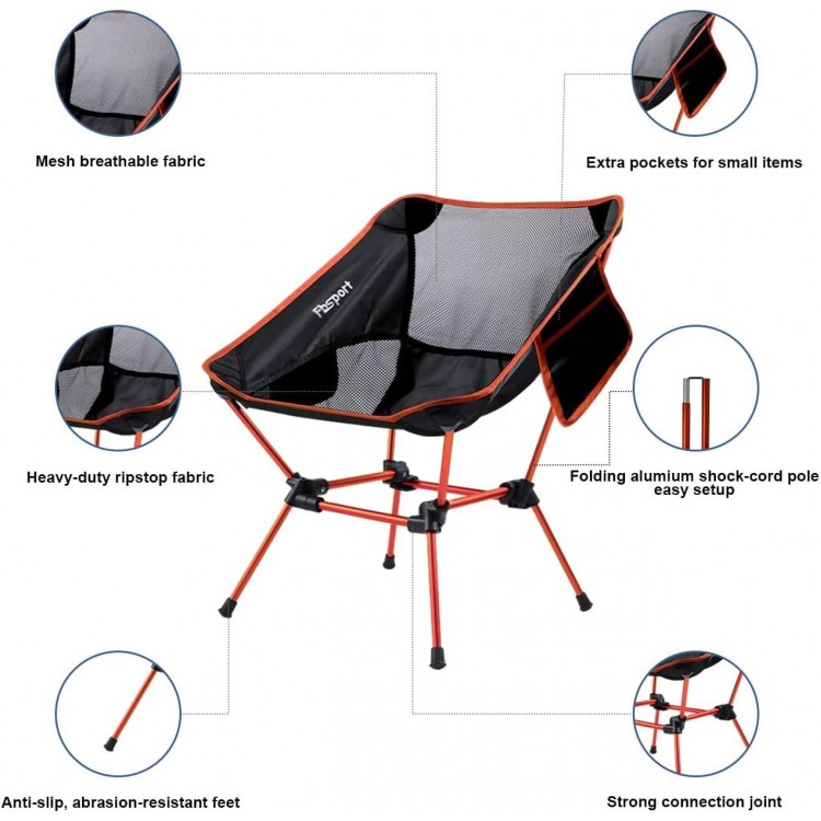 Camping Chairs Set of 2 Foldable Ultralight Lightweight Camping Chair