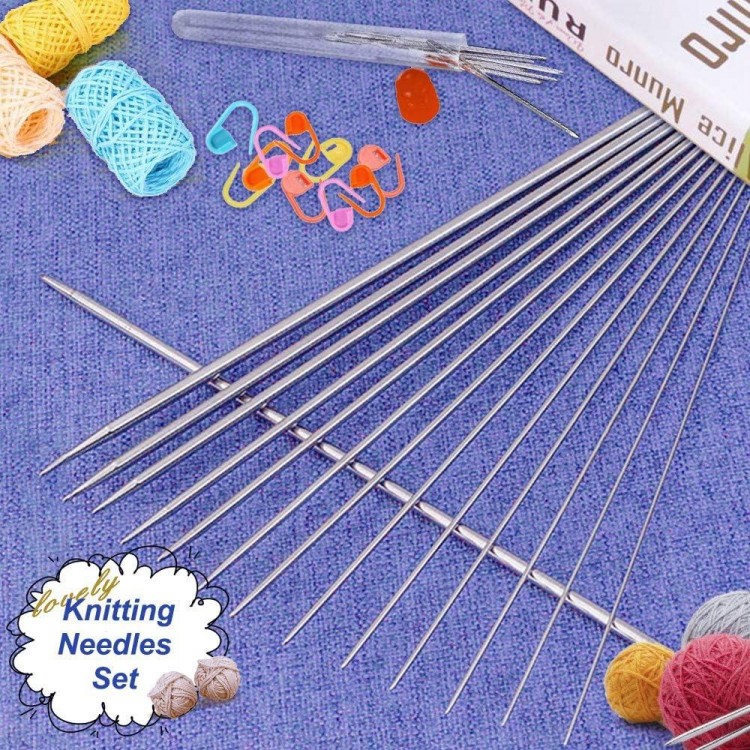 Knitting Needle Set, 11 Pairs 35 cm Long Circular Knitting