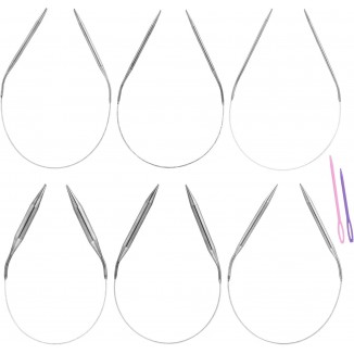 Set of 6 Circular Knitting Needles Stainless Steel 