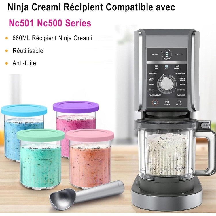 For 4 Pieces Ninja Creami Containers for