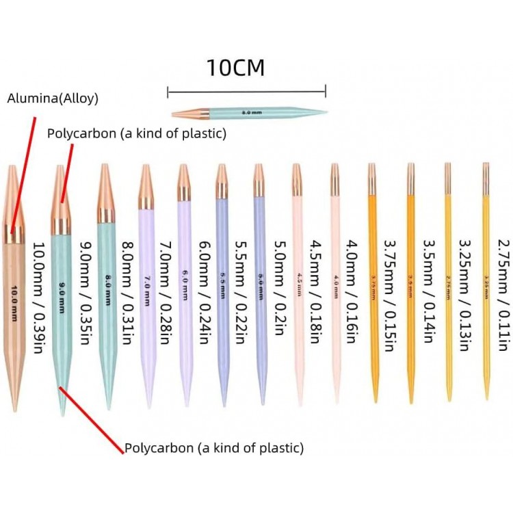 13 Pairs of Interchangeable Knitting Needles Set